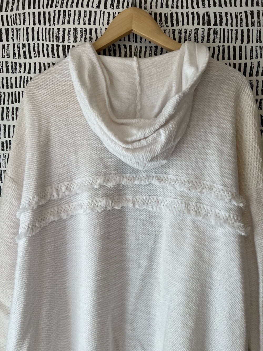 J.Jill Ivory Fringe Trim Open Front Cardigan Sweater Boho Coastal Cozy - Picture 8 of 14